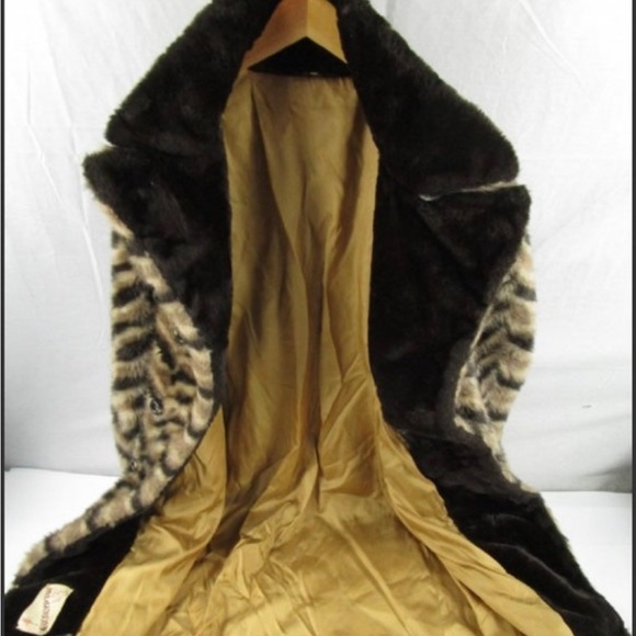 Vintage faux fur chevron coat - Picture 2 of 5